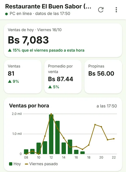 Ventas del día en el celular del dueño