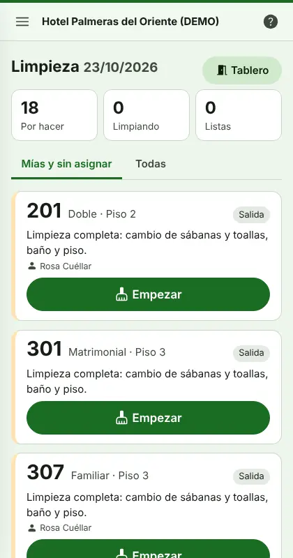 Lista de limpieza del día en el celular