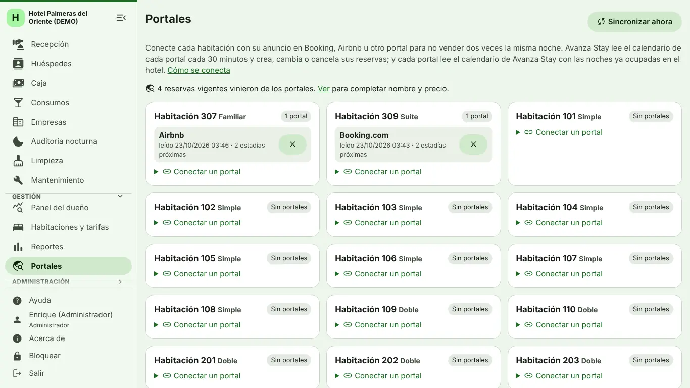 Habitaciones conectadas con Booking y Airbnb